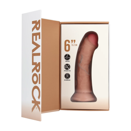 RealRock Vibrating Curved Model 6" Firm Texture Suction Base Flesh