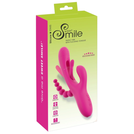 Sweet Smile Triple Vibe Flicking Tongue Multi-Stimulation System 24.4cm