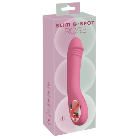 You2Toys Slim G-Spot Rose Vibrating Massager, 10 Modes, Pink, 21.4cm