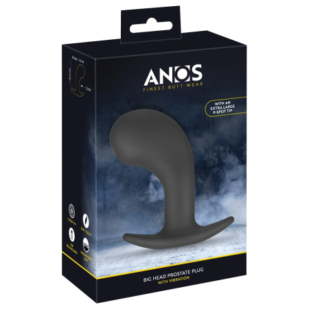ANOS Big Head Silicone Prostate Massager with 10 Vibration Modes, Black