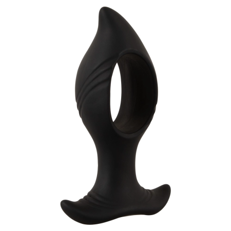 ANOS RC Cone Anal Plug with Hole & Dual Vibration, Black, 12 cm