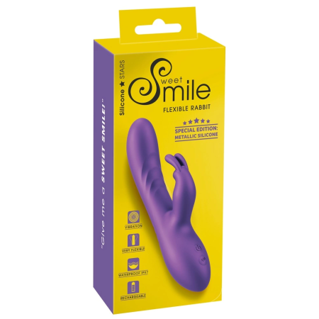 Sweet Smile Flexible Rabbit Metallic Silicone Dual Action Model, 18.3 cm