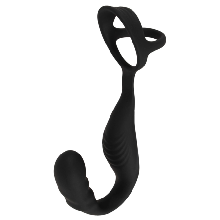 Rebel RC Prostate Plug & Dual Support Ring Set, Silicone, Black