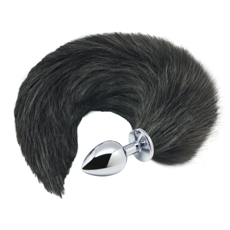 Alive Black & White Fox Tail S - Small Metal Plug with Synthetic Tail