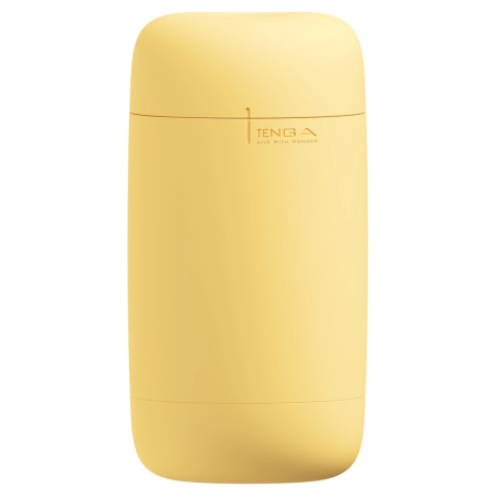 TENGA Puffy Intimate Device Custard Yellow Soft Silicone, 16.5 cm