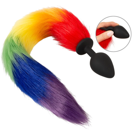 You2Toys Rainbow Fluffy Tail Silicone Plug - 42 cm Multicolor