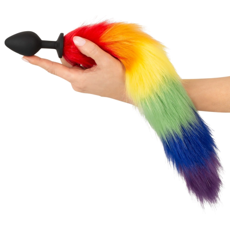 You2Toys Rainbow Fluffy Tail Silicone Plug - 42 cm Multicolor