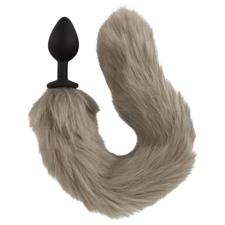 You2Toys Fluffy Tail Plug Grey - Silicone Model with Soft Faux Fur, 45 cm
