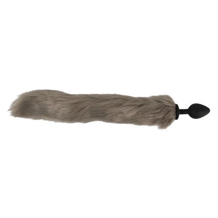 You2Toys Fluffy Tail Plug Grey - Silicone Model with Soft Faux Fur, 45 cm