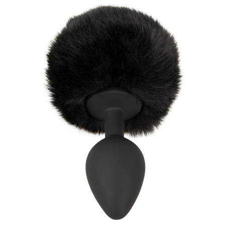 You2Toys Fluffy Tail Black M - Silicone Intimate Cone Plug with Faux Fur