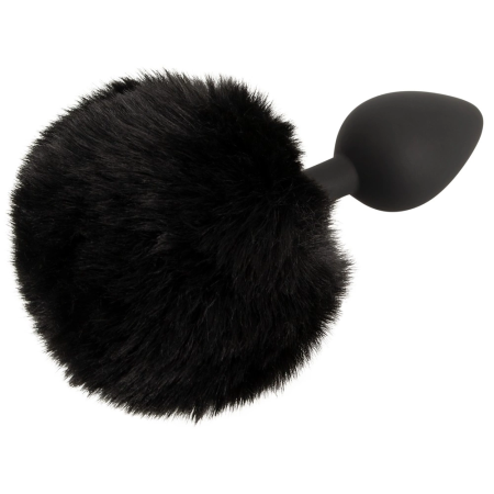 You2Toys Fluffy Tail Black M - Silicone Intimate Cone Plug with Faux Fur
