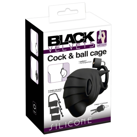 Black Velvets Silicone Intimate Cage Adjustable with Locking System 10cm
