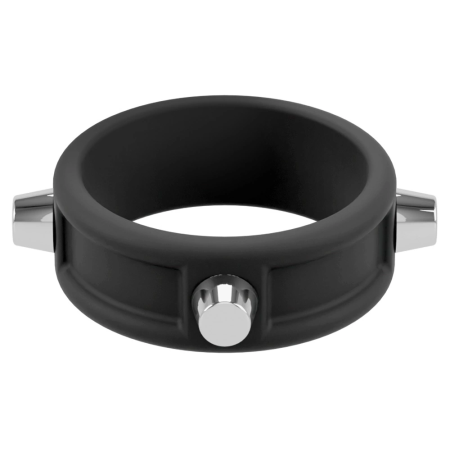 Rebel Silicone Ring with Metal Studs - Adjustable Black Intimate Accessory
