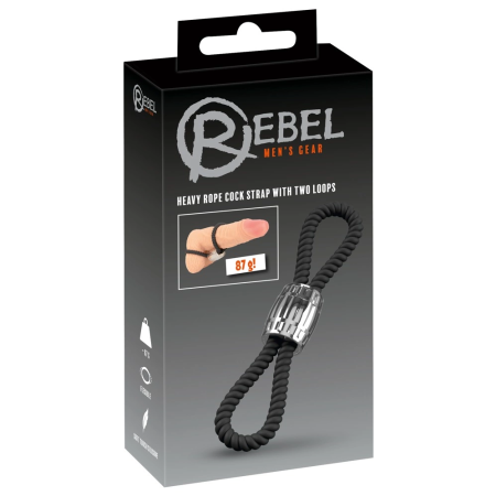 Rebel Heavy Rope Double Silicone Adjustable Strap with Metal Weight Black