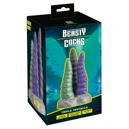 You2Toys Beasty Cocks Triple Tentacle Silicone Fantasy Model 22cm
