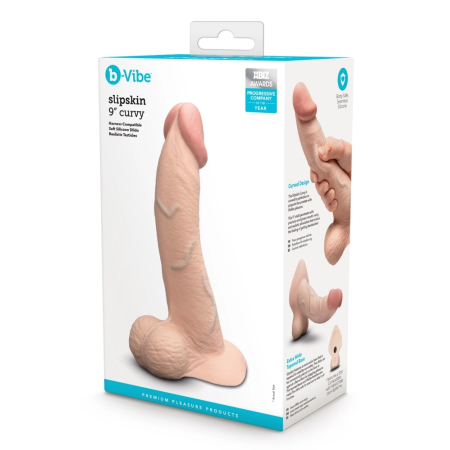 b-Vibe Slipskin 9" Curved Silicone Intimate Model, Cream, 22.3 cm