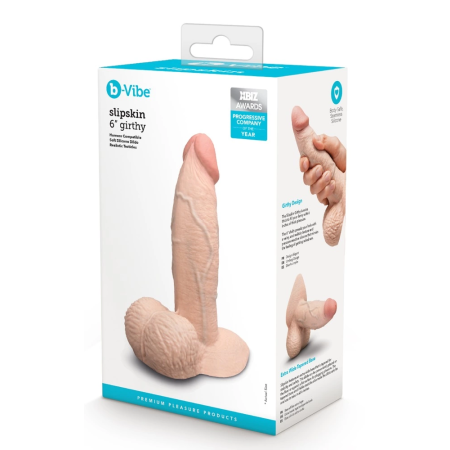 b-Vibe Slipskin 6" Girthy Silicone Model with Suction Cup, Cream