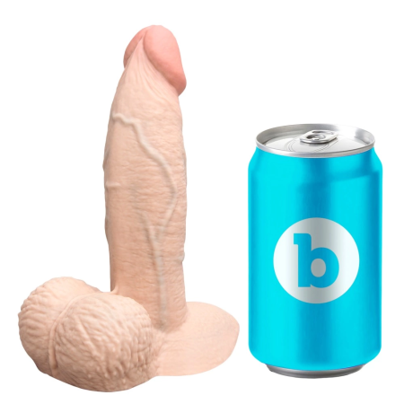 b-Vibe Slipskin 6" Girthy Silicone Model with Suction Cup, Cream