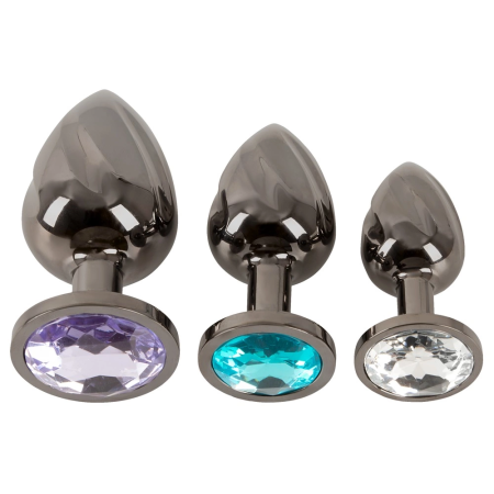 ANOS Metal Plug Set Diamond Trio - Spiral Shape, 3 Sizes, Multicolor Gems