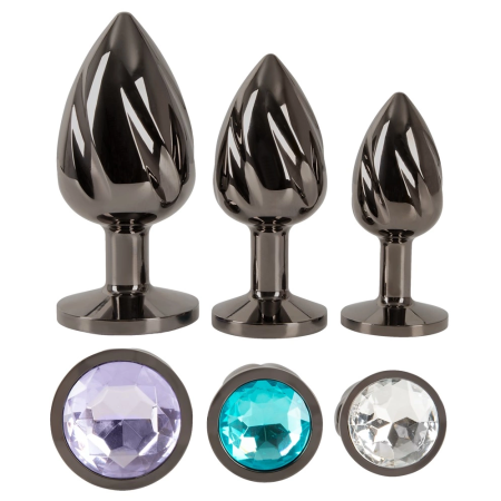 ANOS Metal Plug Set Diamond Trio - Spiral Shape, 3 Sizes, Multicolor Gems