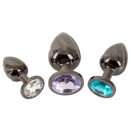 ANOS Metal Plug Set Diamond Trio - Spiral Shape, 3 Sizes, Multicolor Gems