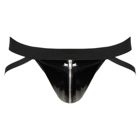 Black Level Vinyl Jock Men S with Silver Zip Detail, Black Finish