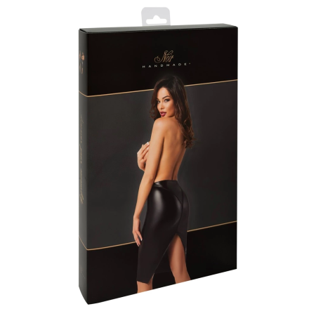 Noir Handmade Orgia Exclusive Black Powerwetlook Midi Skirt XL