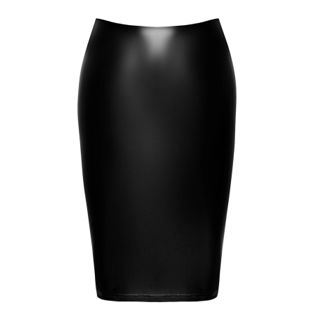 Noir Orgia Exclusive Powerwetlook Midi Skirt L with Back Zip Black