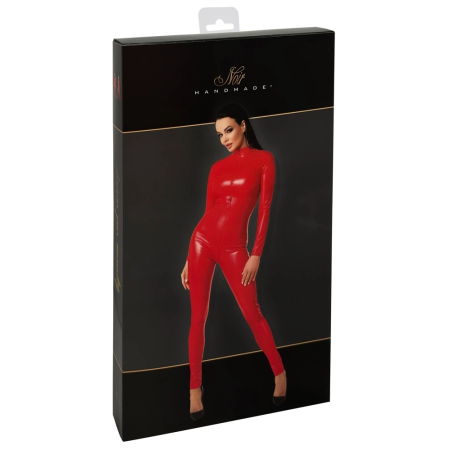 Noir Handmade Orgia Red Powerwetlook Jumpsuit, Size M, Matte Finish