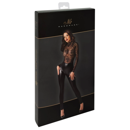 Noir Handmade Orgia Exclusive Jumpsuit Lace & Powerwetlook XL Black