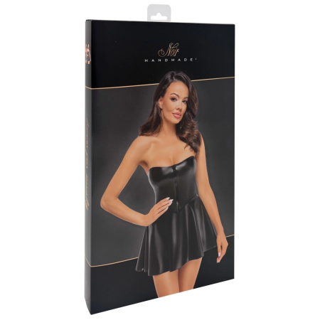 Noir Powerwetlook Tube Dress L - Versatile Black Mini Dress with Adjustable Straps