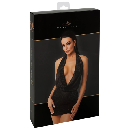 Noir Orgia Luminara Halterneck Mini Dress Black Silver XL