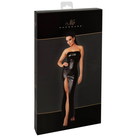 Noir Handmade Orgia Long Powerwetlook Dress XL, Black, Strapless