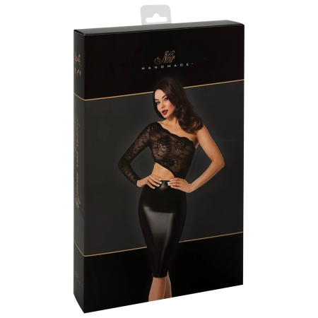 Noir Handmade Orgia Powerwetlook Dress with Lace Top XL