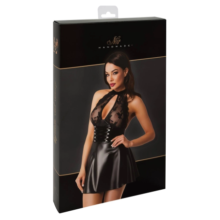 Noir Handmade Orgia Exclusive M - Lace & Powerwetlook Mini Dress, Black