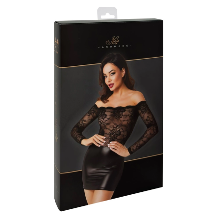 Noir Handmade Orgia Exclusive Black Lace & Wetlook Dress XL