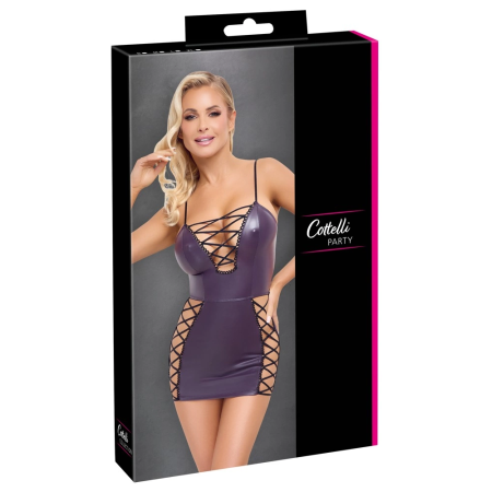 Cottelli Party Mini Dress XL Purple Matte Look Adjustable Lacing