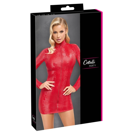 Cottelli Party Red Snakeskin Effect Dress, Long Sleeve, Size M