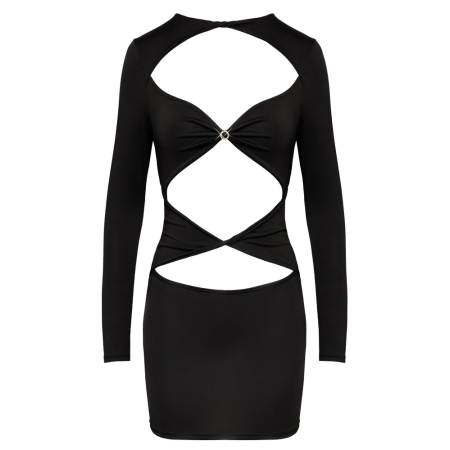 Cottelli PARTY Mini Dress Black XL - Elegant Stretch Model with Rhinestone Detail