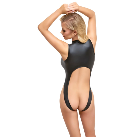 Cottelli Lingerie Matte Black Bodysuit with Zipper, Size M