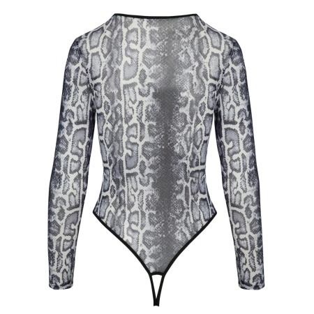 Cottelli Lingerie Body Snake S - Transparent Snakeskin Long Sleeve Bodysuit