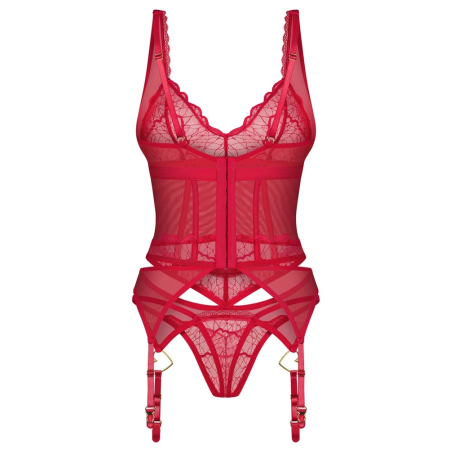 Obsessive Cupide Desir Basque Set 2XL/3XL Red Lace Adjustable Fit
