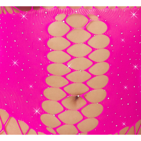Cottelli Collection Fantasy Pink Bodystocking with Rhinestone Waist