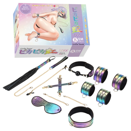 Liebe Seele Vivid Niji 8-Piece Rainbow Bondage Set, Adjustable, Glossy Finish