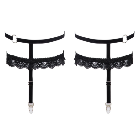 Cottelli ACCESSORIES Black Velvet Garters L/XL with Adjustable Straps