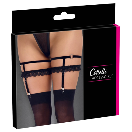 Cottelli Accessories Velvet Lace Garters S/M Black Adjustable Pair