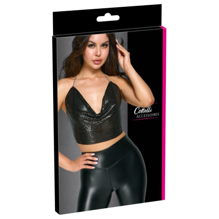 Cottelli Accessories Metal Crop Top Black Adjustable Chains