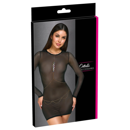 Cottelli ACCESSOIRES Gold Body Chain with Hologram Gems Adjustable Fit