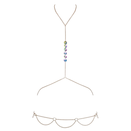 Cottelli ACCESSOIRES Gold Body Chain with Hologram Gems Adjustable Fit