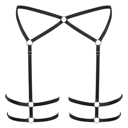 Cottelli LINGERIE Black Adjustable Suspender Belt L/XL Shiny Straps